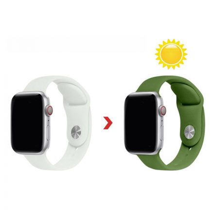 Színváltós óraszíj szilikon Apple Watch 1-3: 42 mm/Watch 4-6: 44 mm/Watch 7: 45 mm átlátszó-sötétzöld