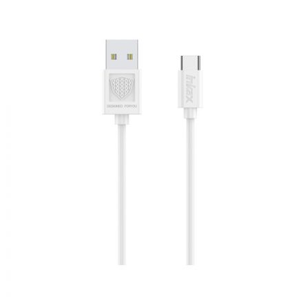 Töltő és adatkábel USB/Type-C csatlakozóval 3A 1 méter Inkax CK-01 fehér