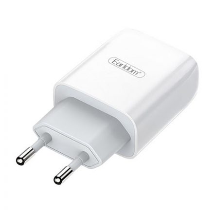 USB portos hálózati töltő 2.1A + Lightning 1 méteres kábel Earldom ES-197I fehér