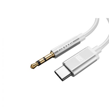 3.5 mm-es Jack/Type-C csatlakozós audiókábel 1 méter Earldom ET-AUX28 ezüst