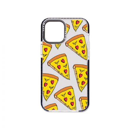 Mintás telefontok Pizza iPhone 13 Pro Max YooUp átlátszó háttérrel fekete kerettel