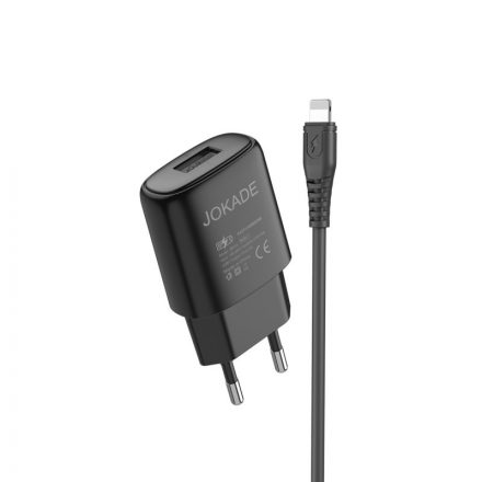 USB portos hálózati töltő 5V/2.4A + Lightning 1 méteres kábel Jokade JB016 fekete