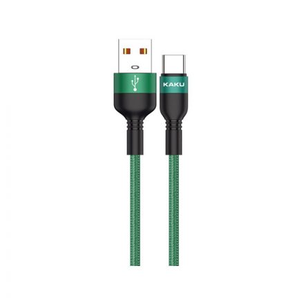 Töltő és adatkábel USB/Type-C csatlakozóval 3A 1.2 méter Kakusiga KSC-431 zöld