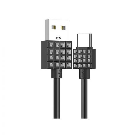 Töltő és adatkábel USB/Type-C csatlakozóval 3A 1 méter Kakusiga KSC-328 fekete