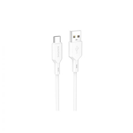 Töltő és adatkábel USB/Type-C csatlakozóval 3A 1 méter Borofone BX70 fehér