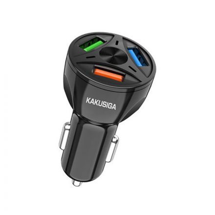 3 USB portos autós töltő QC 3.0 Kakusiga KSC-486 fekete