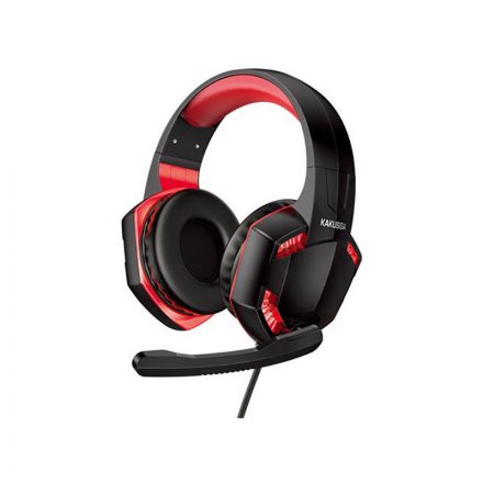 Vezetékes gamer fejhallgató, headset 3,5 mm-es Jack csatlakozóval Kakusiga KSC-713 piros