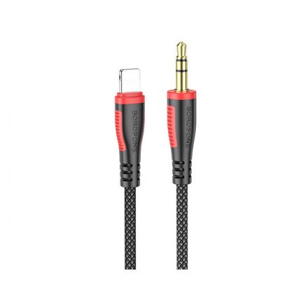 3.5 mm-es Jack/Lightning csatlakozós audiókábel 1 méter Borofone BL14 Digital Audio fekete