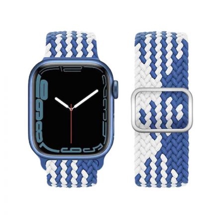 Ultravékony fonott nylon óraszíj Apple Watch 42/44/45/49 mm Hoco WA05 Jane Eyre kék-fehér