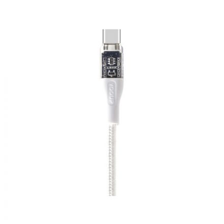 Töltő és adatkábel USB/Type-C csatlakozóval 1 méter 3A 1 méter YooUp L06 Transparent fehér