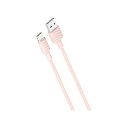 Töltő és adatkábel USB/Type-C csatlakozóval 2A 1 méter hosszú XO NB156 pink