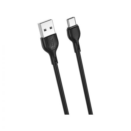 Töltő és adatkábel USB/Type-C csatlakozóval XO NB200 2.1A 2 méter fekete