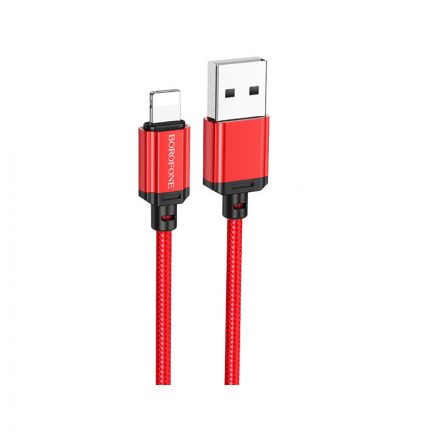 Töltő és adatkábel USB/Lightning csatlakozóval 1 méter Borofone BX87 Sharp piros