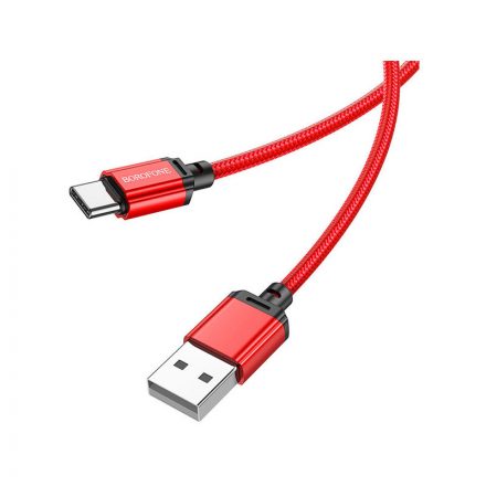 Töltő és adatkábel USB/Type-C csatlakozóval 1 méter Borofone BX87 Sharp piros