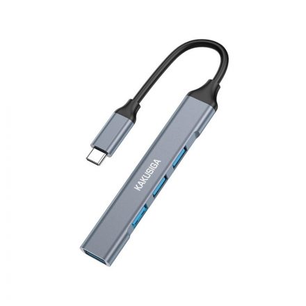 USB elosztó Type-C csatlakozóval (1xUSB 3.0, 3xUSB 2.0) Kakusiga KSC-752 fekete-szürke