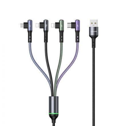 Töltő és adatkábel Type-C/2xLightning/Micro-USB 4in1 csatlakozókkal Usams SJ563 U80 2.4A 1.2 méter fehér