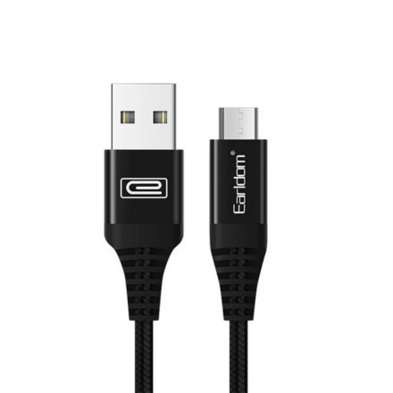 Töltő és adatkábel 1 méter Micro-USB/USB csatlakozóval Earldom EC-038M fekete