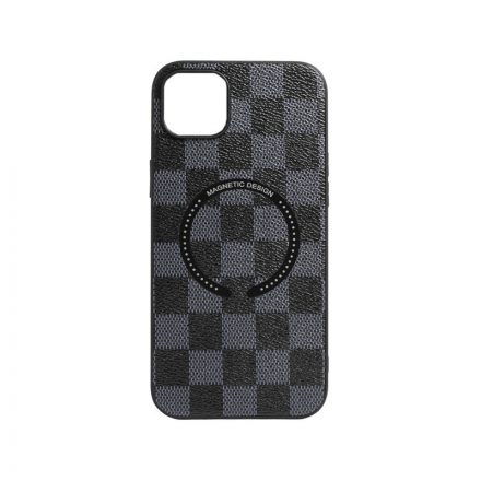 TPU sakktábla mintás telefontok magsafe iPhone 15 6.1 colos YooUp Magnetic szürke/fekete