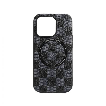 TPU sakktábla mintás telefontok magsafe iPhone 15 Pro 6.1 colos YooUp Magnetic szürke/fekete