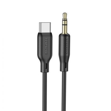 3.5 mm-es Jack/Type-C csatlakozós audiókábel 1 méter Borofone BL18 Aux fekete