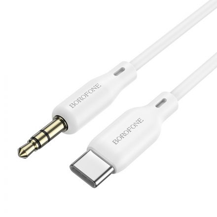 3.5 mm-es Jack/Type-C csatlakozós audiókábel 1 méter Borofone BL18 Aux fehér