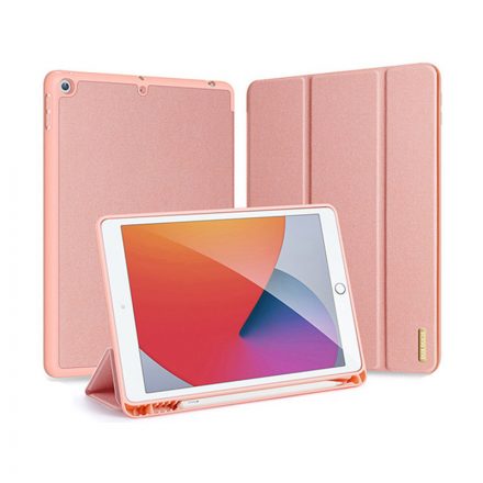 Dux Ducis Domo iPad 7/8/9 10.2 colos Bőrhatású intelligens tablet tok érintőtoll tartóval alvó/ébresztő móddal pink