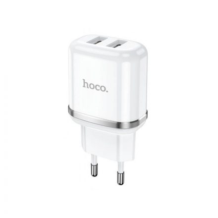 Hoco N6 Charmer Dual Hálózati Gyorstöltő 18W Fehér.  Gyorstöltő 2db USB kimenettel. 18W (QC3.0/2.0 ,FCP, AFC) Max 3A kimenet EU csatlakozó