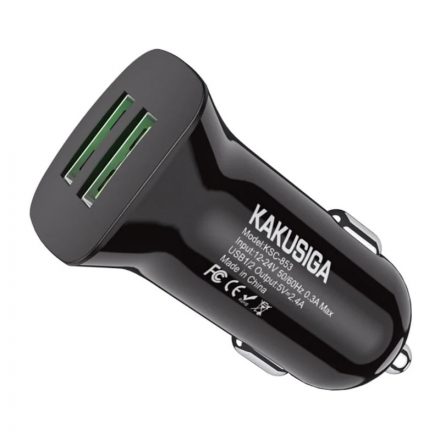 Dupla USB portos autós töltő 5V/2.4A Kakusiga KSC-853 fekete