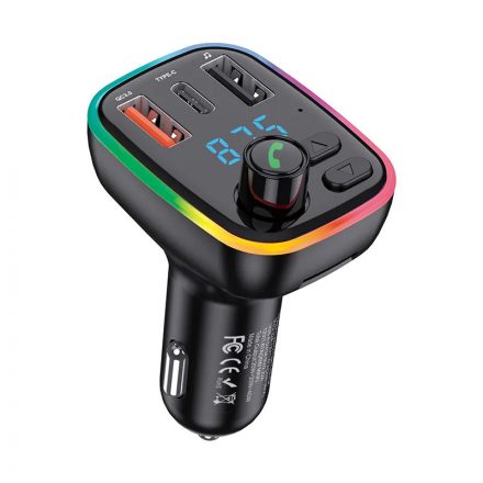 Dupla portos (Type-C/USB) autós gyorstöltő PD 40W 3A + FM transmitter Jokade JH017 fekete