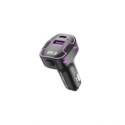 XO BCC12 Szivargyújtós Töltővég (USB - Type-C) 3.1a + FM Transmitter Fekete