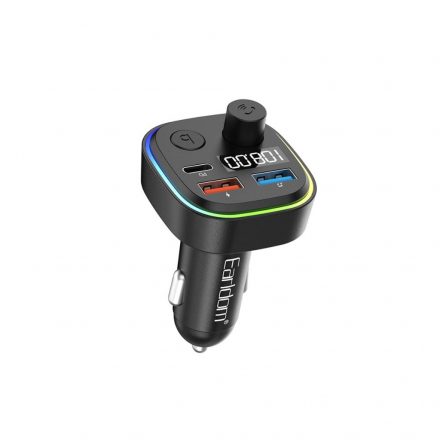 Earldom ET-M84 Szivargyújtós Töltővég (USB - Type-C) + FM Transmitter Fekete