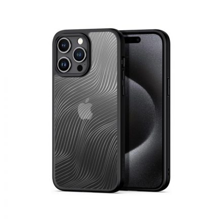 TPU+PC telefontok iPhone 15 Pro Max 6.7 colos Dux Ducis Aimo áttetsző hátlappal fekete kerettel