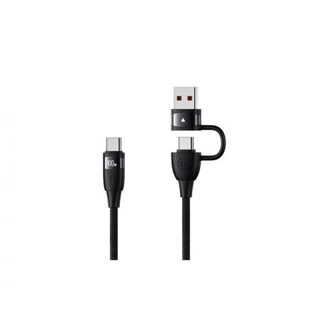 Usams SJ654 USB / Type-C / Type-C kábel 100W 1.2 m fekete