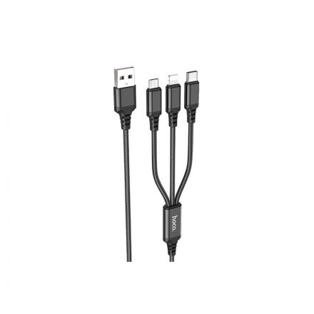 Hoco X76 3in1 Lightning - Type-C - Micro USB Kábel 1 méter fekete