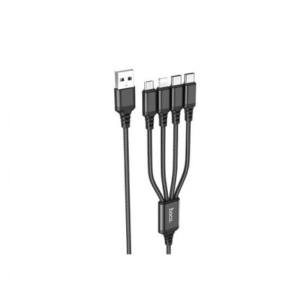 Hoco X76 4in1 Lightning - Type-C - Type-C - Micro USB Kábel 1 méter Fekete