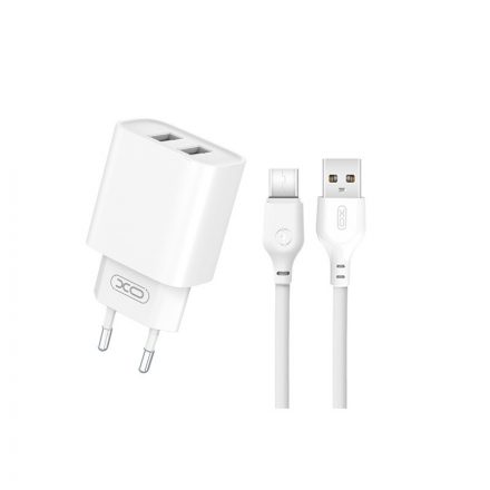 Xo Ce02c Dupla Hálózati Töltő 2.1A USB Type-C Kábellel fehér